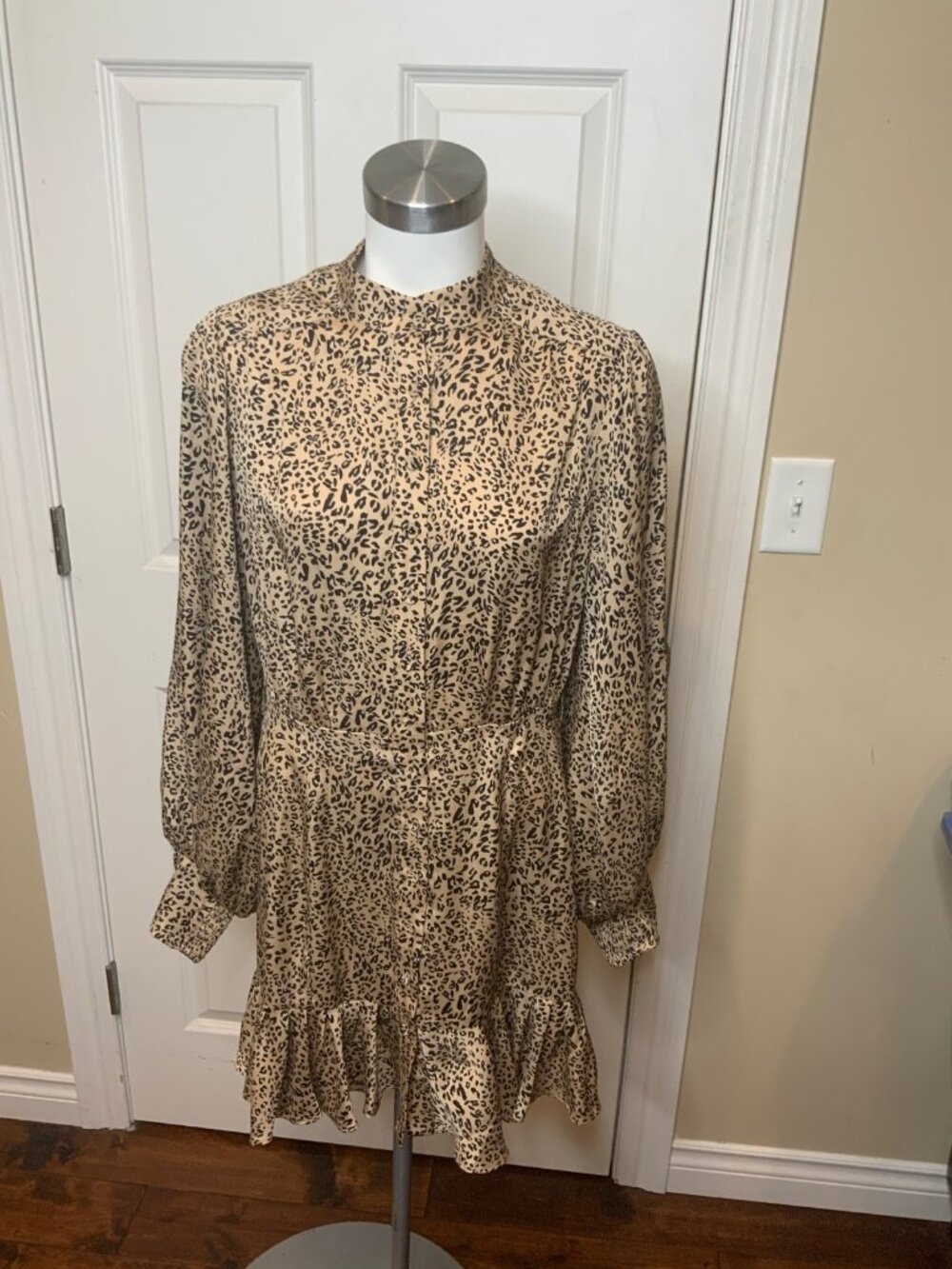 Mare Mare X Anthropologie Laurie Tan Leopard Shirt Dress, Size S